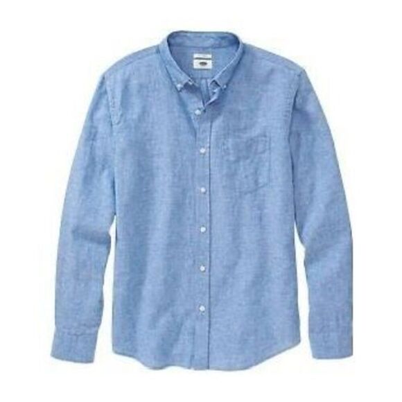 Old navy linen blend long sleeve button down shirt blue XXL new - Picture 8 of 8